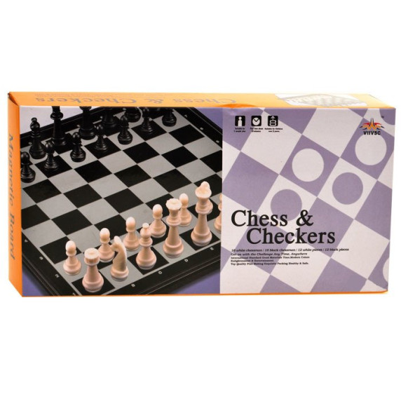 Társasjáték 2az1-ben mágneses sakk + dáma Inlea4Fun CHESS & CHECKERS
