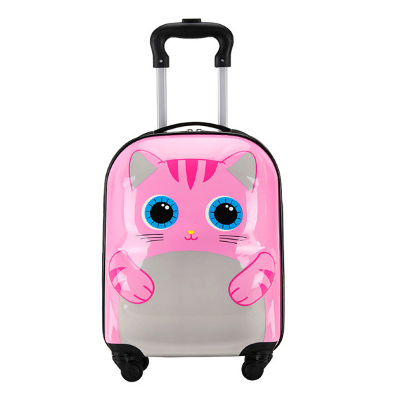 Gyermek bőrönd kerekeken - Macska rózsaszín