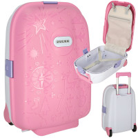 Gyermek bőrönd kerekeken kézipoggyász - Rózsaszín 
