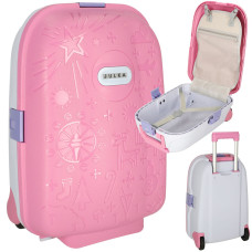 Gyermek bőrönd kerekeken kézipoggyász - Rózsaszín Előnézet