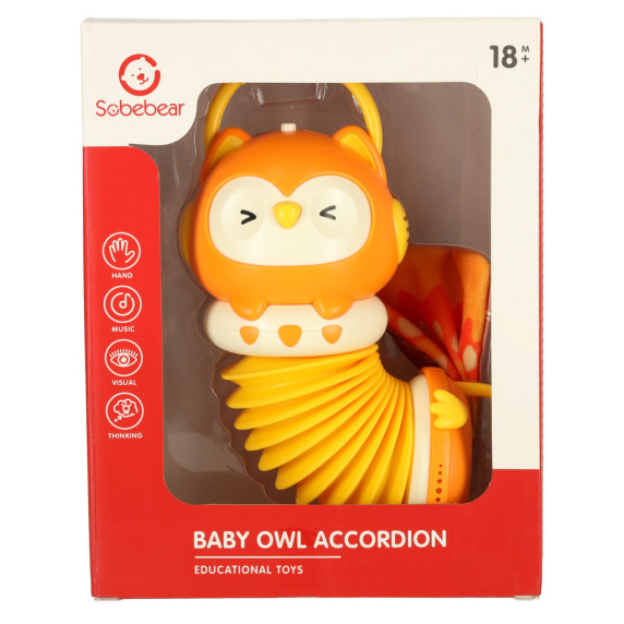 Gyermek harmonika Bagoly Inlea4Fun BABY OWL ACCORDION - narancssárga