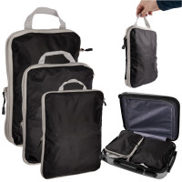 Utazásszervező bőröndökhöz 3 darabos készlet - Fekete 