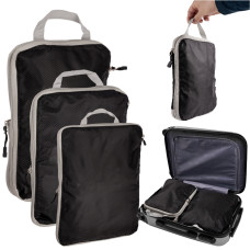 Utazásszervező bőröndökhöz 3 darabos készlet - Fekete Előnézet