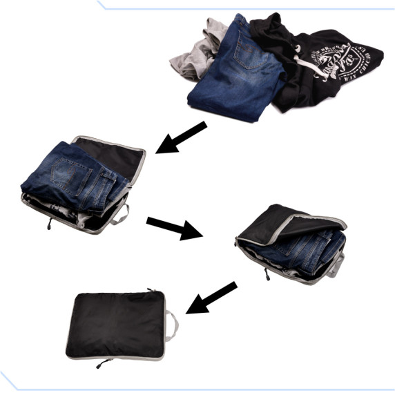 Utazásszervező bőröndökhöz 3 darabos készlet - Fekete