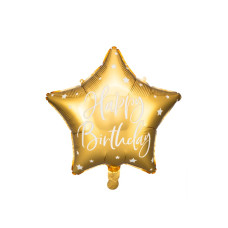 Léggömb, lufi Boldog születésnapot csillag formájú 40 cm - Arany 