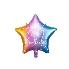 Léggömb, lufi Boldog születésnapot csillag formájú 40 cm - Színes 