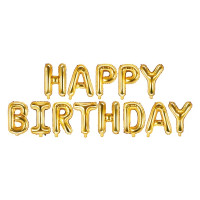 Léggömb, lufi Boldog születésnapot felirat 340x35 cm - Arany 