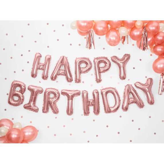 Léggömb, lufi Boldog születésnapot felirat 340x35 cm - Világos rózsaszín