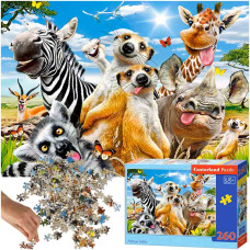 Puzzle 260 darabos CASTORLAND African Selfie - Afriaki állatok Előnézet