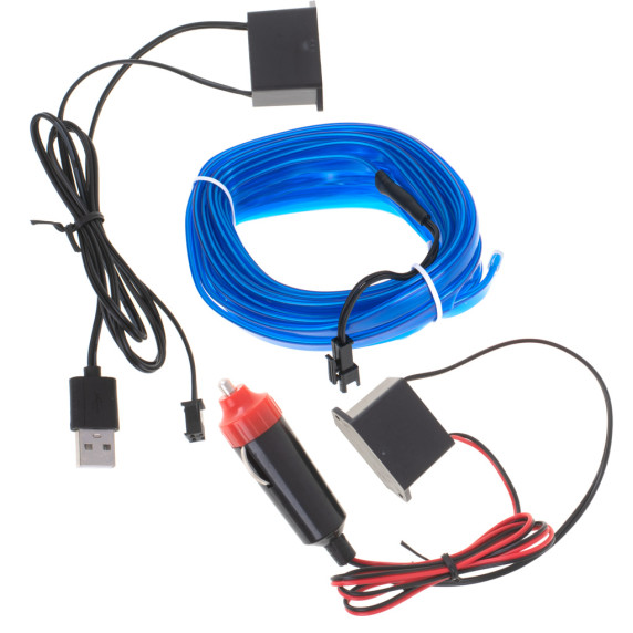 LED dekor világítás autóhoz USB 12V szalag 5m - Kék