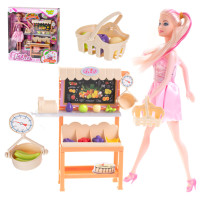 Játékbaba eladó állvánnyal és kiegészítőkkel Inlea4Fun HAPPY SHOPPING DAY 
