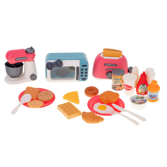 Játék konyha robotgépek, kenyérpirító és mikrohullámú sütő Inlea4Fun KITCHEN HELPER tartozékokkal