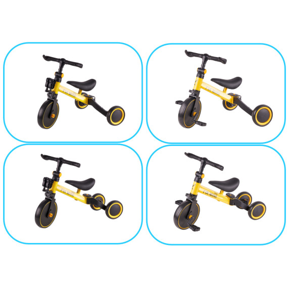 Tricikli 3 az 1-ben pedálokkal Trike Fix Mini - sárga