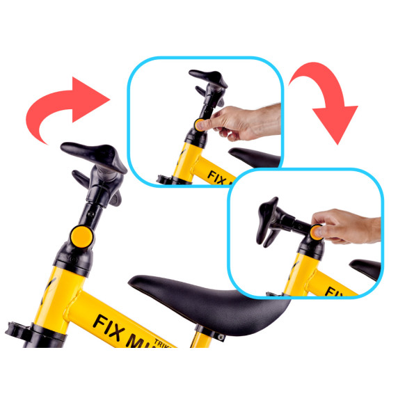 Tricikli 3 az 1-ben pedálokkal Trike Fix Mini - sárga