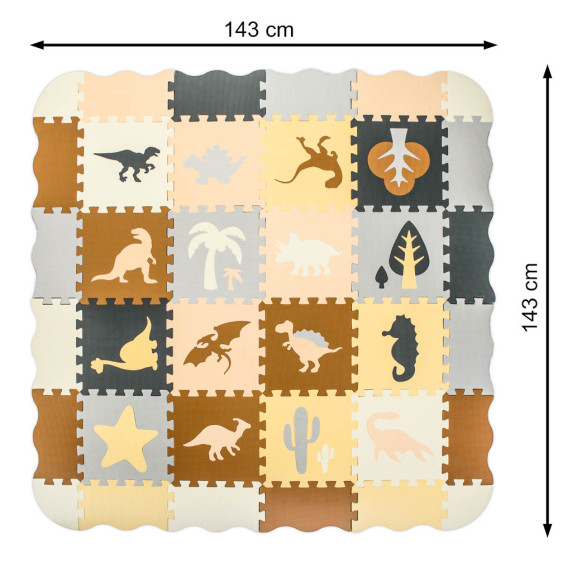 Habszivacs játszószőnyeg 36 darabos 143 x 143 cm Inlea4Fun - dinoszauruszok