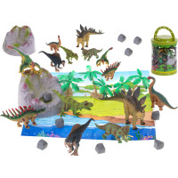 Dinoszaurusz figura készlet színes alátéttel és kiegészítőkkel Inlea4Fun DINOSAUR WORLD 