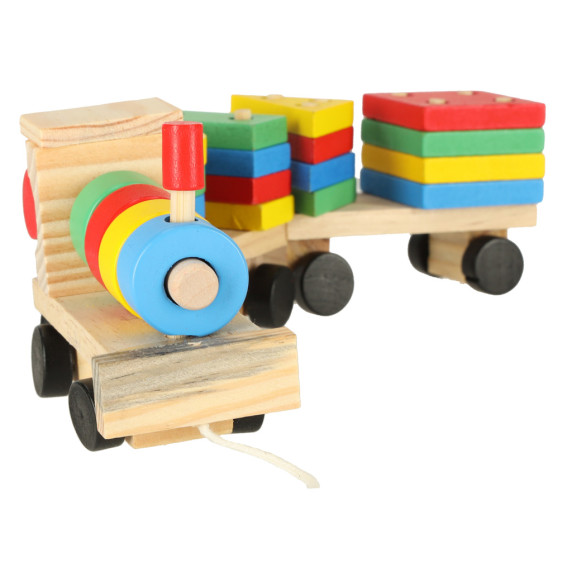 Fa készségfejlesztő játék vonat 30 cm Geometric Building Block Car