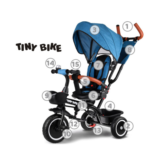 Tricikli Tiny Bike 3az1-ben Inlea4Fun - Sötétkék