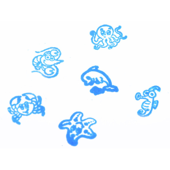 Játék bélyegző pecsét készlet 6 darabos Inlea4Fun SEA WORLD Tengeri világ - Kék