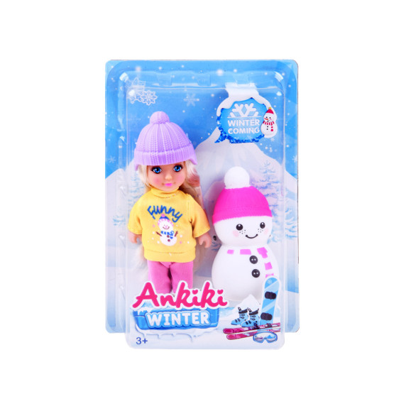 Ankiki játékbaba hóemberrel 13 cm Inlea4Fun ANKIKI WINTER