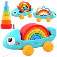 Húzhatós játék montessori játékokkal HOLA Rainbow Chameleon - Kaméleon szivárvány 