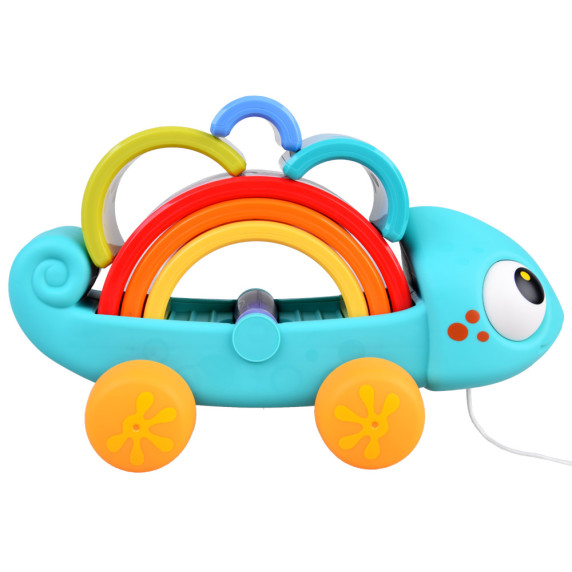 Húzhatós játék montessori játékokkal HOLA Rainbow Chameleon - Kaméleon szivárvány