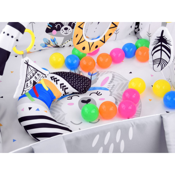 Játszószőnyeg játékhíddal ,párnával és színes labdákkal - Állatok ZA4648