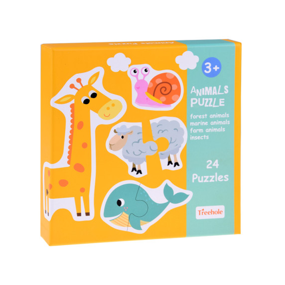 Színes puzzle 24 darabos Inlea4Fun ANIMALS PUZZLE - Állatos