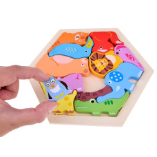 Színes fa puzzle 13 darabos  Inlea4Fun - Állatkert Előnézet