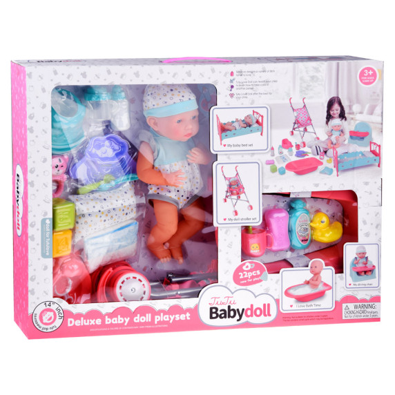 Játék baba kiegészítőkkel Inlea4Fun BABYDOLL ZA4781