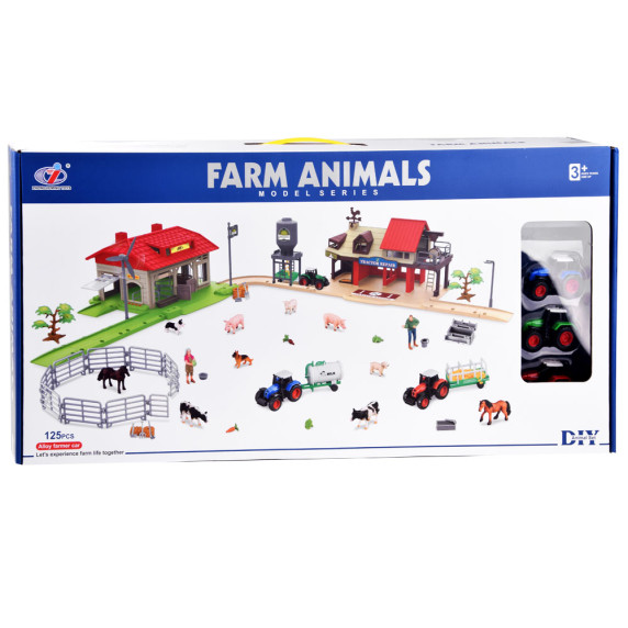 Farm jűték készlet mezőgazdasági járművekkel és állatokkal 125 darabos  Inlea4Fun FARM ANIMALS