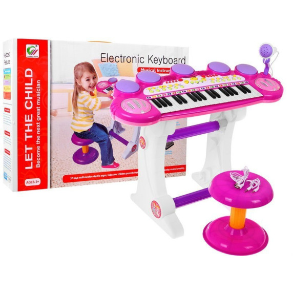 Elektronikus játék zongora Inlea4Fun LET THE CHILD - rózsaszín