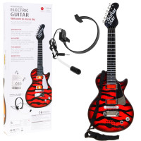 Elektromos gitár mikrofonos fejhallgatóval Inlea4Fun ELECTRIC GUITAR - Fekete/piros 