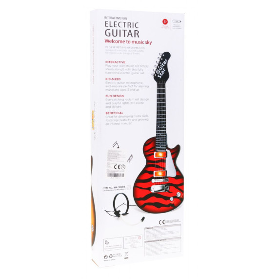 Elektromos gitár mikrofonos fejhallgatóval Inlea4Fun ELECTRIC GUITAR - Fekete/piros