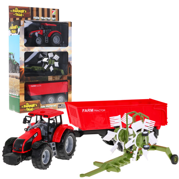 Traktor pótkocsival és szénaforgatóval Inlea4Fun FARMER´S TALE