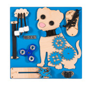 Matatófal, foglalkoztató tábla gyerekeknek  30 x 30 x 6,5 cm  - kutyus natúr-kék 