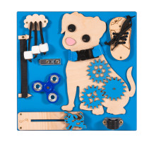 Matatófal, foglalkoztató tábla gyerekeknek  30 x 30 x 6,5 cm  - kutyus natúr-kék Előnézet