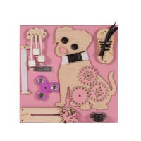 Matatófal, foglalkoztató tábla gyerekeknek  30 x 30 x 6,5 cm  - kutyus rózsaszín-natúr 