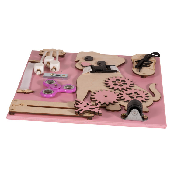 Matatófal, foglalkoztató tábla gyerekeknek  30 x 30 x 6,5 cm  - kutyus rózsaszín-natúr