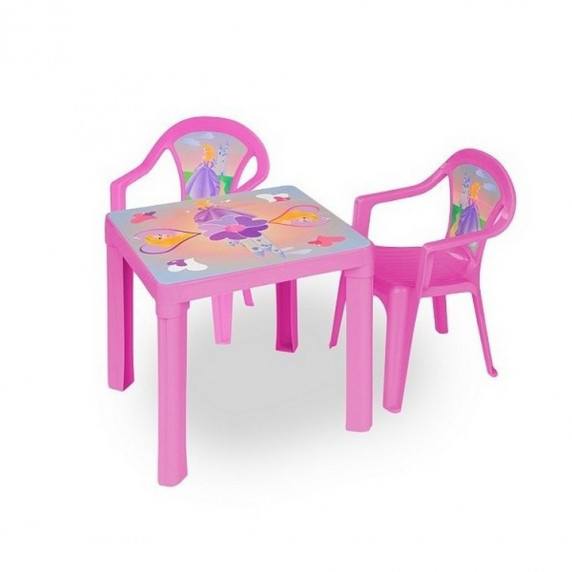 Kisasztal 2 székkel - Rózsaszín