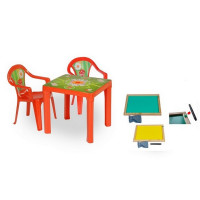 Kisasztal 2 székkel + két oldalú fa tábla Inlea4Fun - Piros 