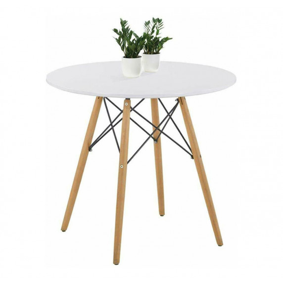 Skandináv stílusú kerek étkezőasztal Aga 60 cm - Fehér - MR2030-60