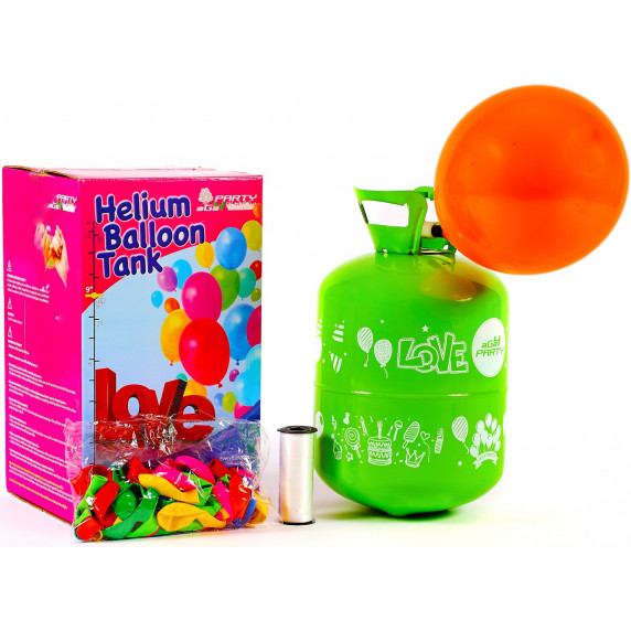 Hélium palack 50 lufi felfújásához Aga4Kids PARTY 50 MIX - Kék/Zöld/Rózsaszín