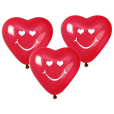 Léggömb, lufi készlet 3 darab GoDan - Piros szívecske smile Előnézet
