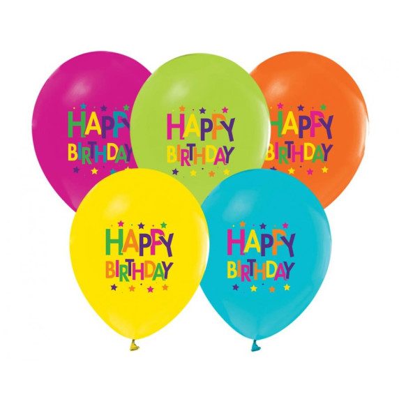 Léggömb, lufi készlet 5 darab GoDan Happy Birthday - Színes szülinapos