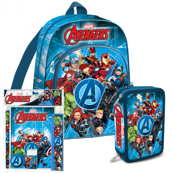Iskolai szett Kids Licensing Avengers 2021 - hátizsák, tolltartó, füzet készlet