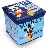 Játéktároló doboz és puff 30x30x30 cm - Mickey egér kék 