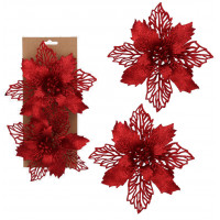 Karácsonyfa dísz szett 2 darab 15 cm Inlea4Fun - Piros virág 