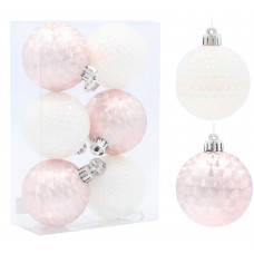 Karácsonyfa dísz szett 6 darab 6 cm Inlea4Fun - Fehér/rózsaszín Előnézet