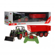Távirányítós RC traktor pótkocsival 1:28 Inlea4Fun - Zöld/piros Előnézet